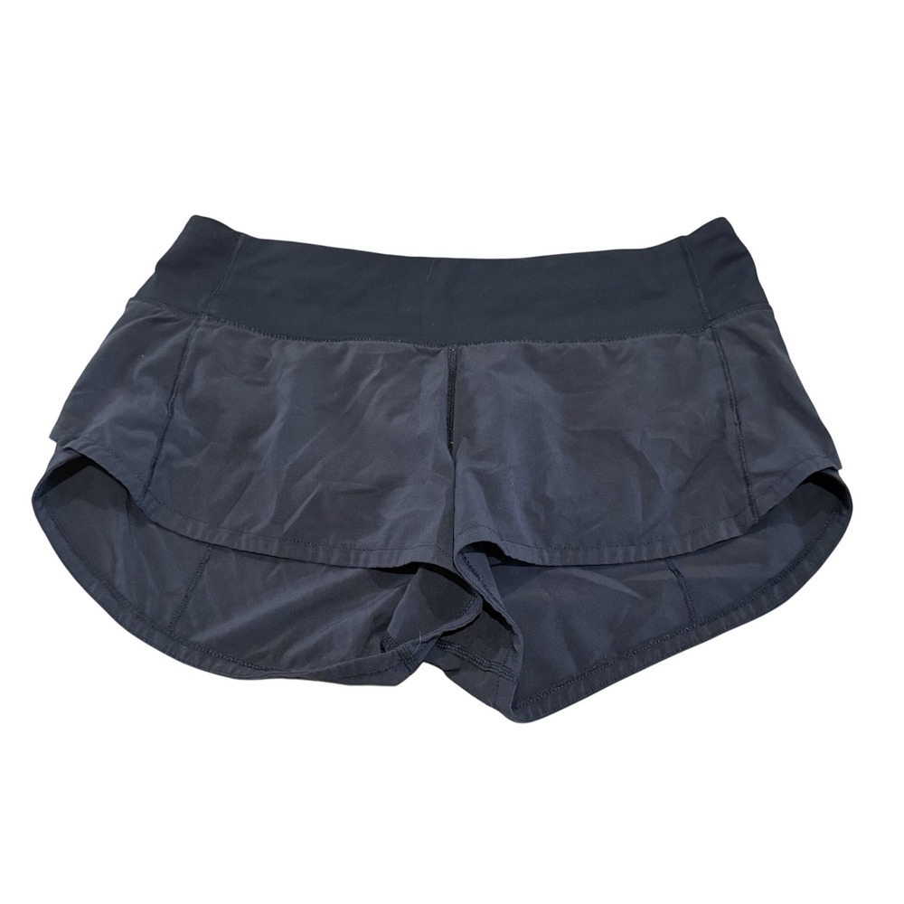 Lululemon Speed Up Mid Rise Short 2.5 Black Athletic Running Shorts Womens
